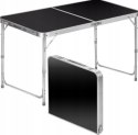 Stół Turystyczny Kempingowy Składany Regulowany Aluminiowy Czarny 120x60cm