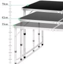 Stół Turystyczny Kempingowy Składany Regulowany Aluminiowy Czarny 120x60cm