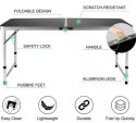 Stół Turystyczny Kempingowy Składany Regulowany Aluminiowy Czarny 120x60cm