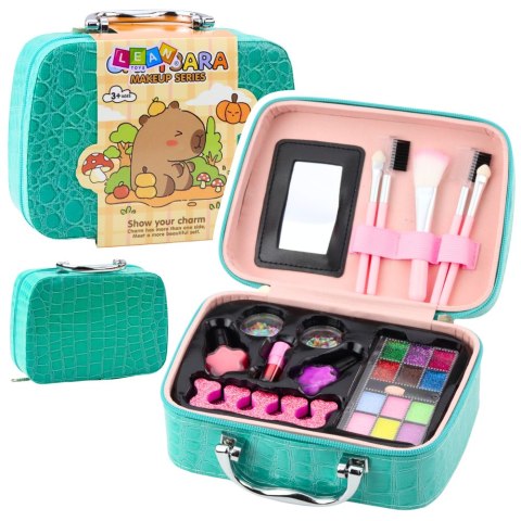 Zestaw Kosmetyczka Kapibara Cienie Lakiery Turkusowa 14el.