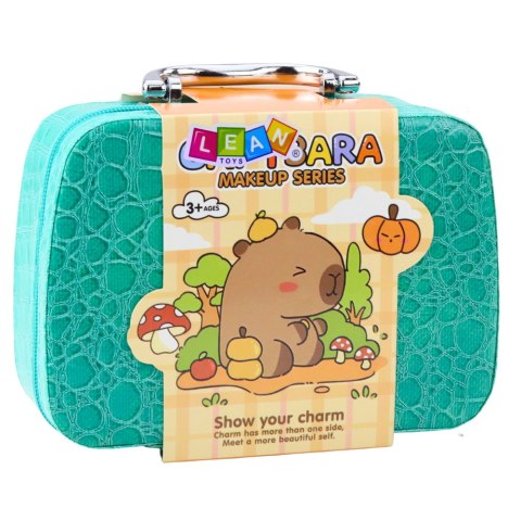 Zestaw Kosmetyczka Kapibara Cienie Lakiery Turkusowa 14el.