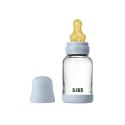 BIBS BUTELKA SZKLANA ze smoczkiem antykolkowym z kauczuku naturalnego poj. 120 ml BABY BLUE