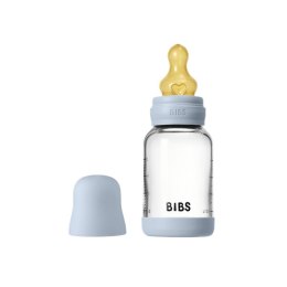 BIBS BUTELKA SZKLANA ze smoczkiem antykolkowym z kauczuku naturalnego poj. 120 ml BABY BLUE