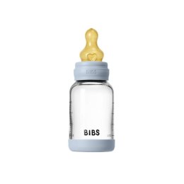 BIBS BUTELKA SZKLANA ze smoczkiem antykolkowym z kauczuku naturalnego poj. 120 ml BABY BLUE