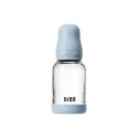 BIBS BUTELKA SZKLANA ze smoczkiem antykolkowym z kauczuku naturalnego poj. 120 ml BABY BLUE