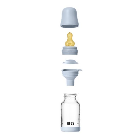 BIBS BUTELKA SZKLANA ze smoczkiem antykolkowym z kauczuku naturalnego poj. 120 ml BABY BLUE