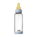BIBS BUTELKA SZKLANA ze smoczkiem antykolkowym z kauczuku naturalnego poj 240 ml BABY BLUE