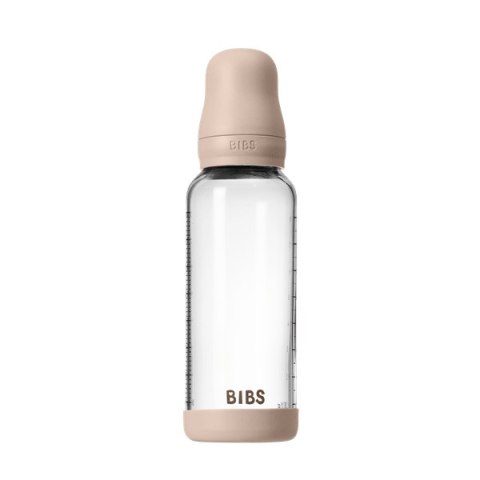 BIBS BUTELKA SZKLANA ze smoczkiem antykolkowym z kauczuku naturalnego po 240 ml BLUSH