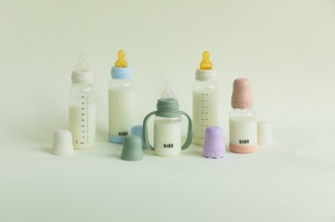 BIBS BUTELKA SZKLANA ze smoczkiem antykolkowym z kauczuku naturalnego poj 240 ml IVORY