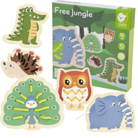 CLASSIC WORLD CW20115 Drewniana Sznurowanka Przeplatanka Nawlekanka Przewlekanka Zwierzątka 10 el.