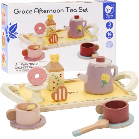 CLASSIC WORLD CW50577 Drewniany Zestaw do Herbaty i Deserów 14 el.