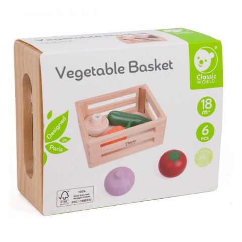 CLASSIC WORLD CW50642 Zestaw Drewnianych Warzyw w Koszyku 6 el.