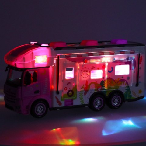 Kamper zdalnie sterowany na pilota samochód kempingowy auto 2,4GHz dźwięki światła akcesoria różowy