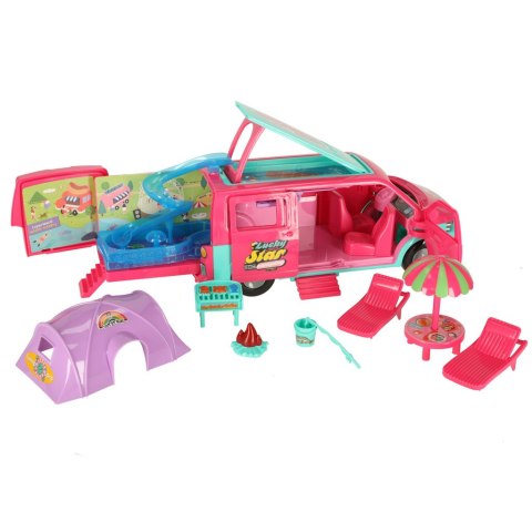 Samochód dla lalek kempingowy kamper akcesoria lalka basen
