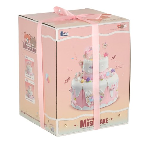 Tort urodzinowy piętrowy do krojenia na rzepy muzyka światła kuchnia 16 elementów różowy