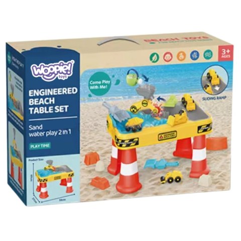 WOOPIE 53170 Stolik Wodny 2w1 Piaskownica Plac Budowy + 4 Autka 12el.