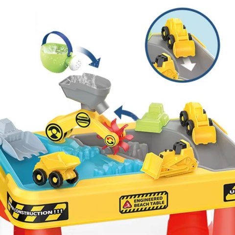 WOOPIE 53170 Stolik Wodny 2w1 Piaskownica Plac Budowy + 4 Autka 12el.