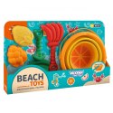 WOOPIE 53446 Zestaw Do Zabawy w Piasku Tropikalne Owoce Składane Wiaderko z Grabkami Łopatką Foremkami