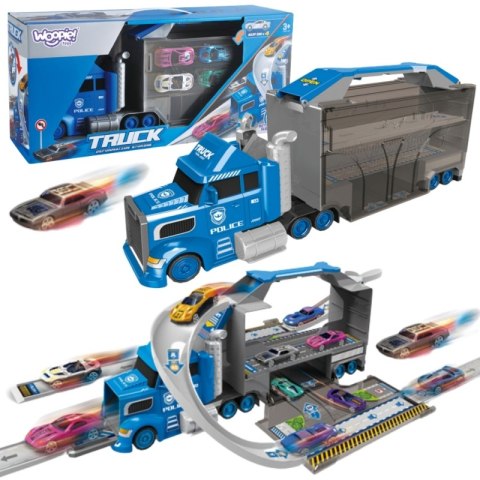 WOOPIE 54030 Ciężarówka Policyjna 2w1Transporter Tor Samochodowy
