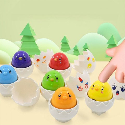 WOOPIE 54122 Układanka Sorter Montessori Dopasuj Kształty Wesołe Kurczaczki Jajka 6szt