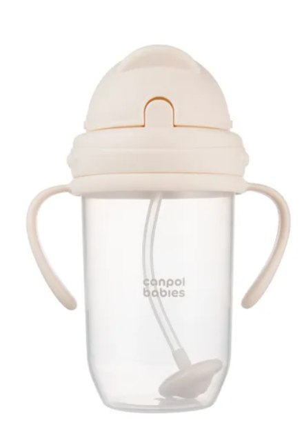 CANPOL 56/623 Kubek niekapek z rurką i odważnikiem 270ml kremowy