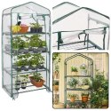 Mini Szklarnia Balkonowa Ogrodowa 4 Półki Metalowe Folia PVC 69 x 49 x 157cm