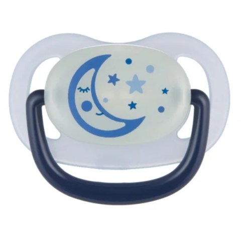 CANPOL 22/501_blu new Smoczek uspokajający silikonowy 6-18m anatomiczny NIGHT DREAMS niebieski