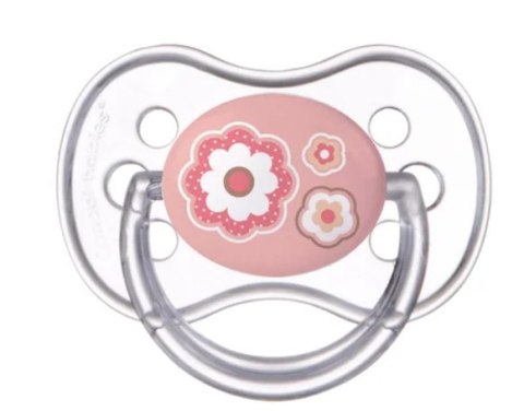 CANPOL 22/562 Smoczek uspokajający silikonowy okrągły 0-6 m-cy Newborn baby różowy