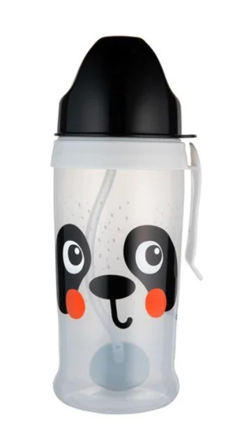 CANPOL 56/510 Bidon niekapek z rurką i odważnikiem BabiesBoo panda white