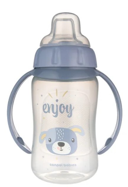 CANPOL 56/512_blu2 Kubek treningowy z miękkim ustnikiem 320 ml CUTE ANIMALS
