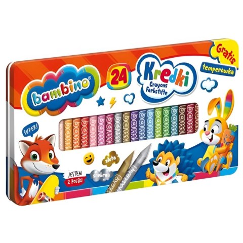 Kredki Bambino 24 Kolory + Temperówka Metalowe Pudełko#G2