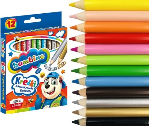 Kredki w oprawie drewnianej 12 kolorów Bambino #G2