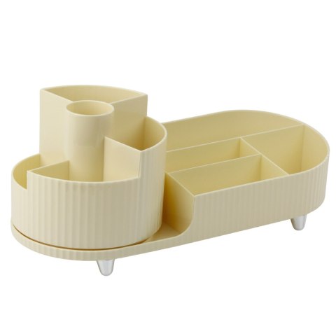 Organizer Wielofunkcyjny Na Kosmetyki Biurko Obrotowy Pojemny Beżowy