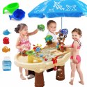 WOOPIE Stolik Wodny 2w1 Piaskownica Statek Piracki z Parasolem XL z Maszyna do Robienia Baniek Mydlanych