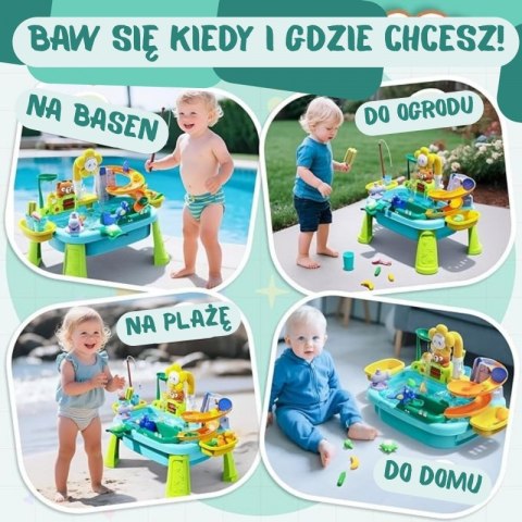 WOOPIE Stolik Wodny 4w1 Gra Łowienie Rybek Zlewozmywak Zjeżdżalnia Wodna Kwiatek