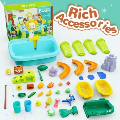 WOOPIE Stolik Wodny 4w1 Gra Łowienie Rybek Zlewozmywak Zjeżdżalnia Wodna Kwiatek