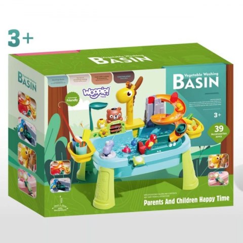 WOOPIE Stolik Wodny 4w1 Gra Łowienie Rybek Zlewozmywak Zjeżdżalnia Wodna Żyrafka