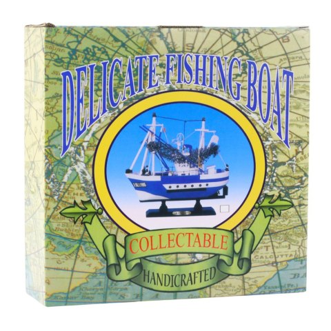 Model Kolekcjonerski Statek Kuter Rybacki Flying Lady Niebieski 24x23cm