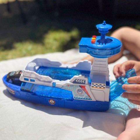 WOOPIE Łódź Policyjna Patrolowa Interaktywna - Skala 1:16 + Autka 3 szt.