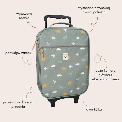 Walizka dla dzieci KIDZROOM Small Dino Green