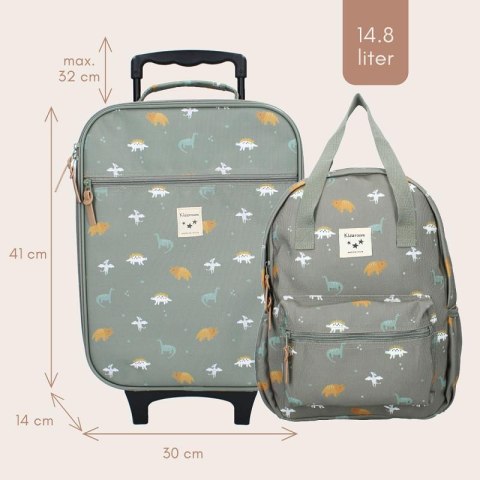 Walizka dla dzieci KIDZROOM Small Dino Green
