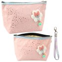 Piórnik Kosmetyczka Kokardka Błyszczące Kropki Pudrowy Róż 23x16cm