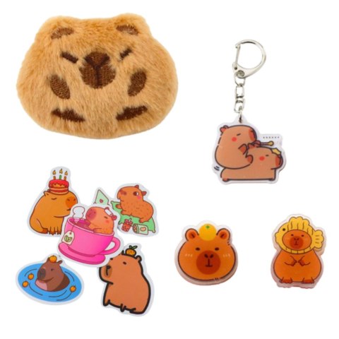 Piórnik Szkolny Dwukomorowy Z Kieszonkami Dodatki Kapibara 21x12 cm