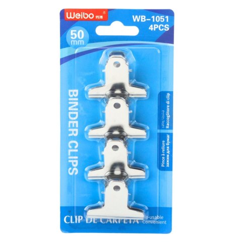 Zestaw Metalowych Klipsów Spinaczy Biurowych 4szt 50mm