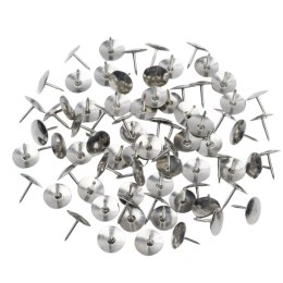 Zestaw Pinezki Z Płaską Główką Biurowe Szkolne Srebrne 40szt.