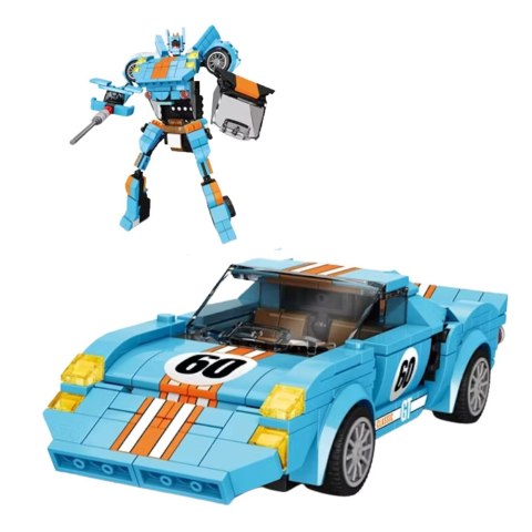 Klocki Konstrukcyjne Auto Robot 2w1 Pomarańczowo-Niebieski Napęd 336 el.