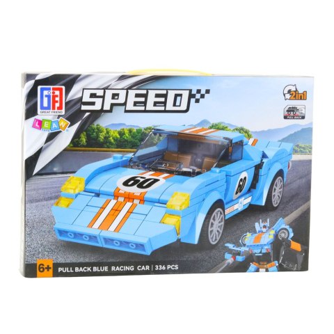 Klocki Konstrukcyjne Auto Robot 2w1 Pomarańczowo-Niebieski Napęd 336 el.