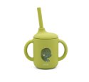Kubek silikonowy z rurką dla dzieci Dinozaur SASSI