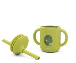 Kubek silikonowy z rurką dla dzieci Dinozaur SASSI