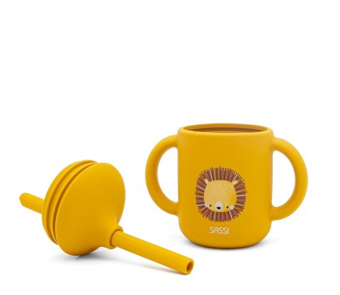 Kubek silikonowy z rurką dla dzieci Lew SASSI